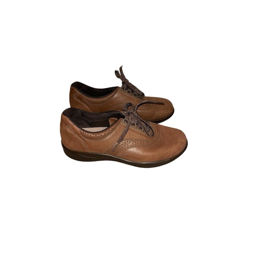 SAS Walk Easy Chocolate Nubuck Lace Up Comfort Casual Work Shoes Size 8.5 N